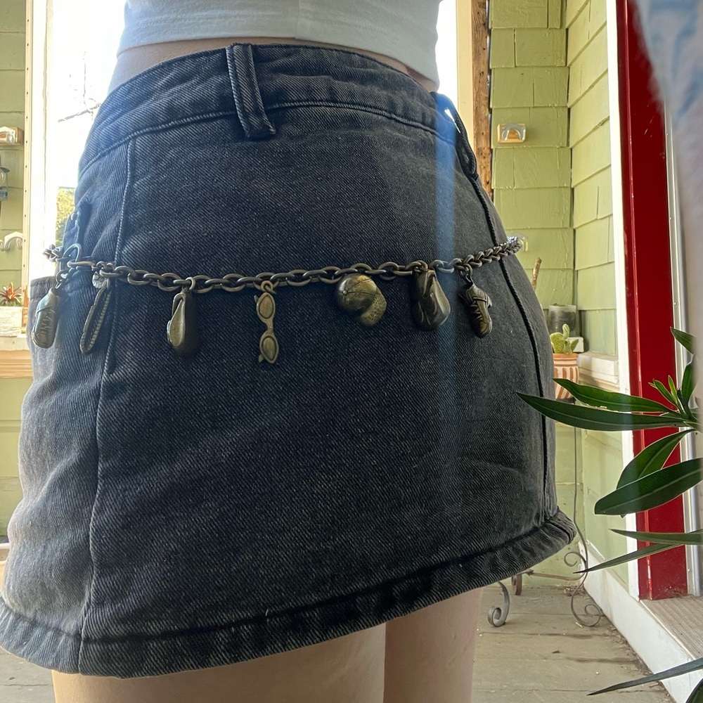 90s Vintage DKNY Brass Plated Charm Belt